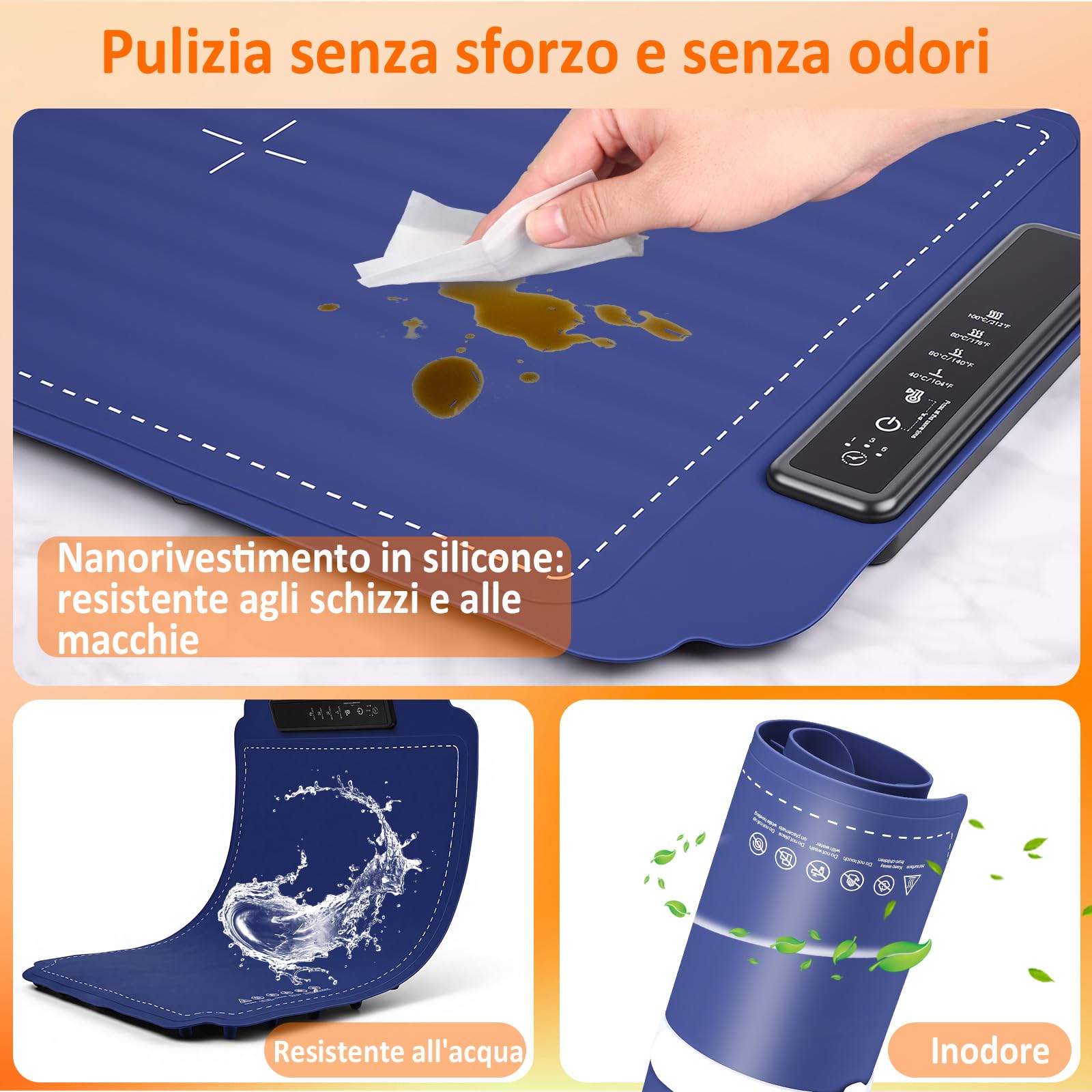Tappetino Scaldavivande Vassoio Riscaldante Elettrico Temperatura Regolabile Tappetino Riscaldante Pieghevole per Feste, Eventi e Cene Domestiche