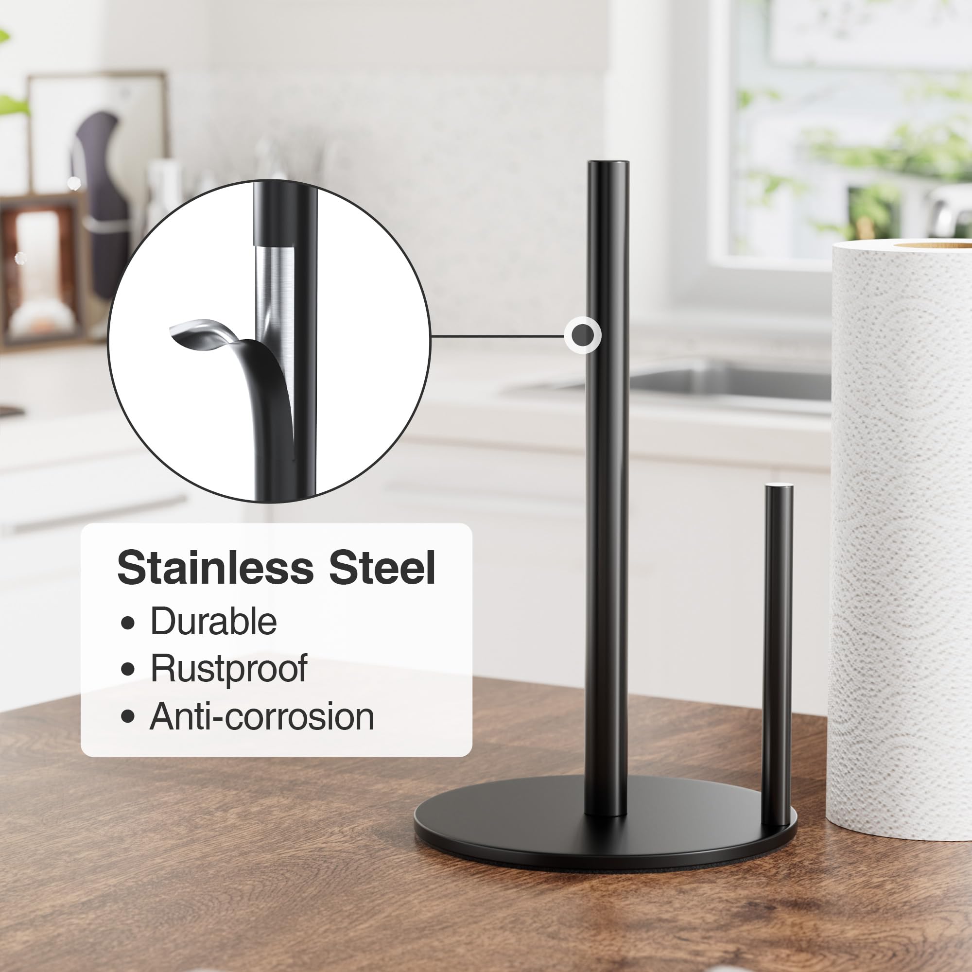 Support Essuie Tout Porte-Rouleau D'Essuie-Tout Debout Argenté - Pour Cuisine Et Plan De Travail Porte Essuie-tout Action