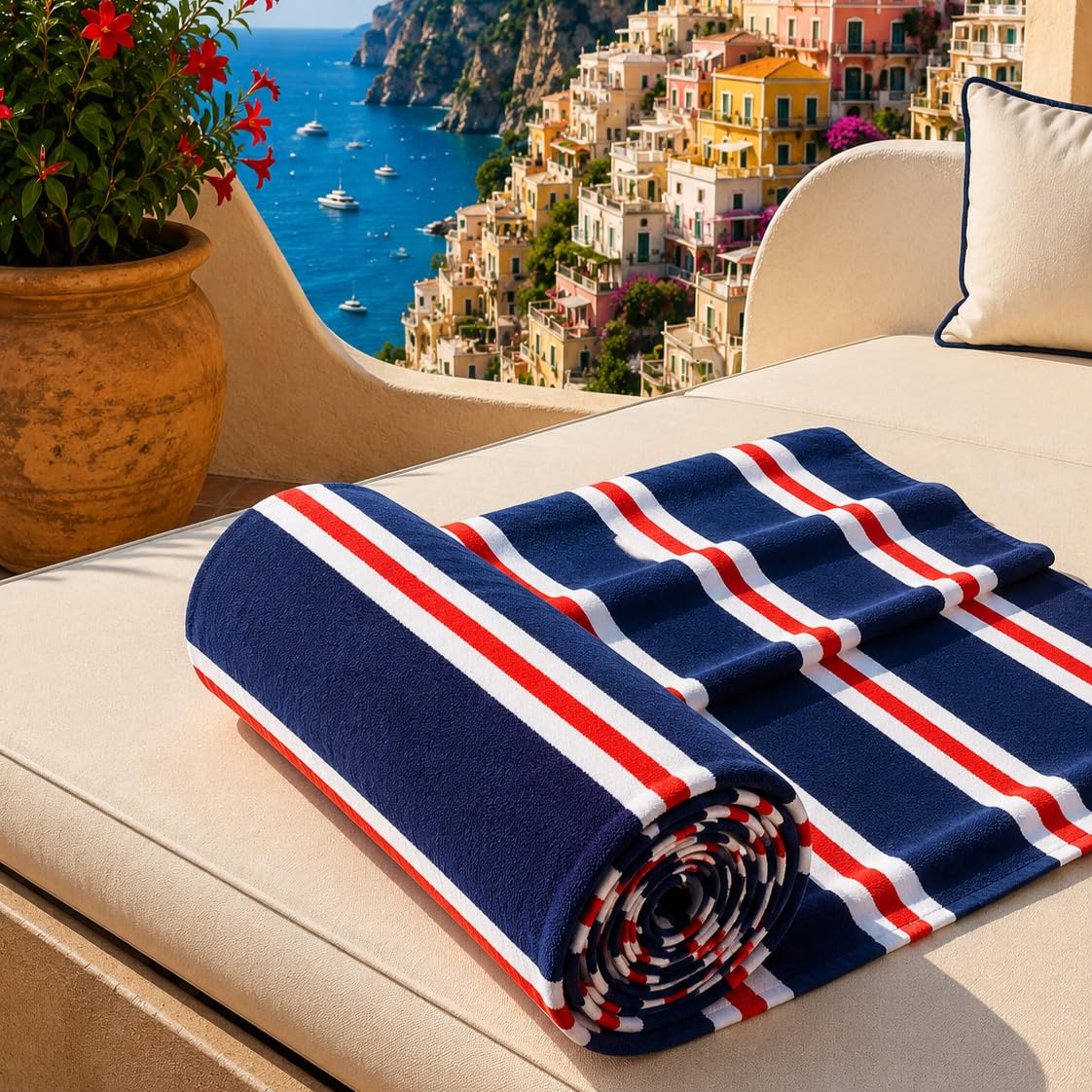 PETTI Artigiani Italiani - Microfibre Beach Towel, Beach or Pool Towel, Beach Towel, Large 90 x 180 cm, Millerighe 14