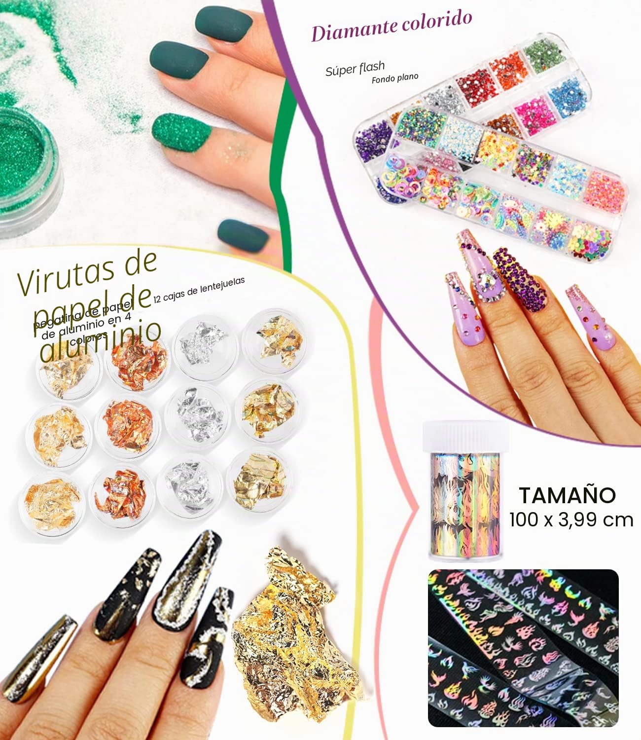 Kit De Uñas Acrílico Completo De Gel Con Lámpara Uv 36w,Fresas Eléctricas,Polvo Acrílico Para, Mucha Decoración Manicura,Extensiones De Uñas De Gel