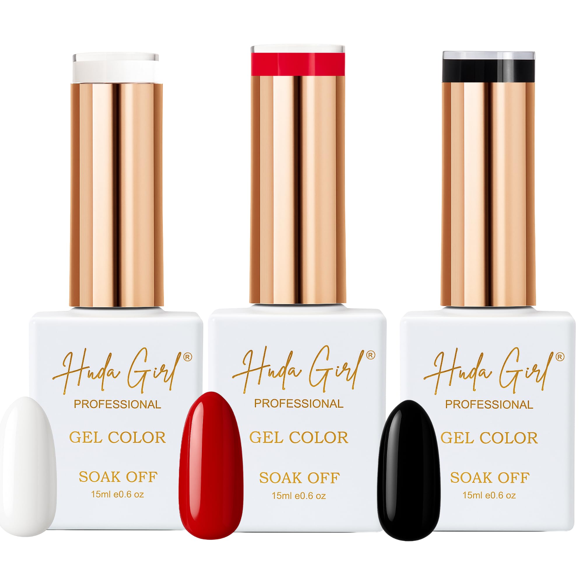 HUDA GIRL Professional UV Gel Nail Polish Set for Women, Lasts Upto 30 Days, Super Glossy Finish, Non-Chipping & Smudge-Proof (White + Red + Black)-image-36