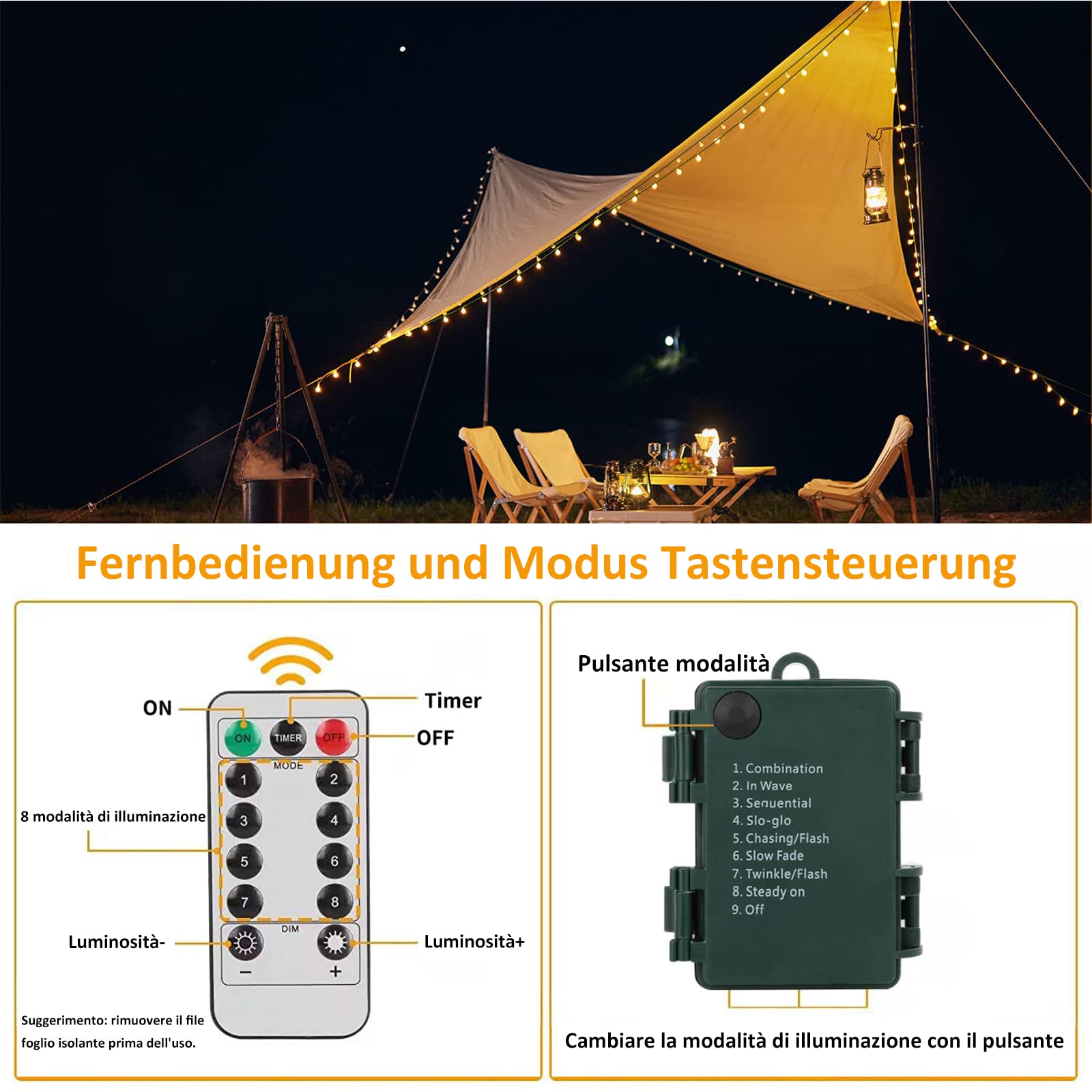 Guirlande Lumineuse 8M, 60 LED À Piles Boule De Cristal Lumière avec Télécommande 8 Modes Imperméable IP65 Ampoules, pour Noël Intérieur Extérieur Jardin Décoration, Mariage