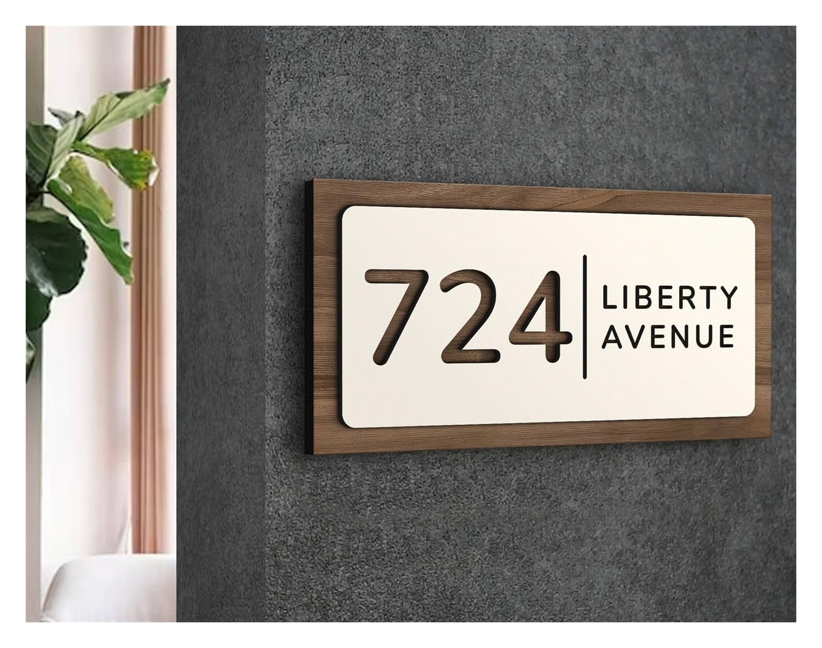 MaßGeschneiderte TüRschilder,TüRschild Personalisi Personalisiertes schwimmendes Hausnummernschild for den Außenbereich, Namensschilder for die Straße, Mattes Holz, Wand- und Türschild (Color : 1, S