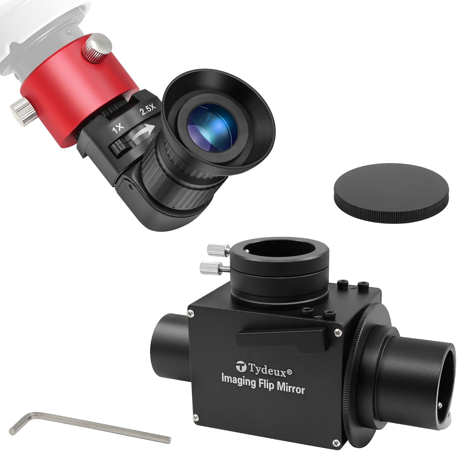 Right Angle Viewfinder with Polar Scope Metal Adapter - Bundle with - 1.25" Astrophotography Flip Mirror
