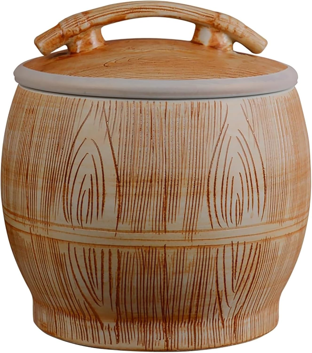 Ceramic Rice Storage Container Sealed Rice Bucket, Bottle Kitchen Sealed Jar With Lid, Classic Food Storage Porcelain, Ceramic Rice Container, Ceramic Rice Cylinder, Food Airtight Storage Jars(38*34.7