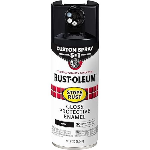 Rust-Oleum 376884 Stops Rust Custom Spray 5-in-1 Spray Paint, 12 oz, Gloss Black