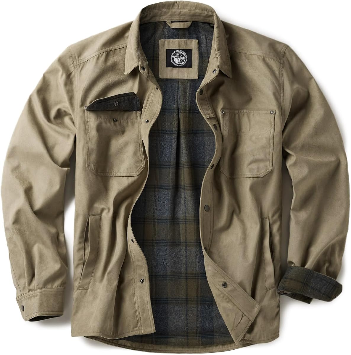 CQR Men's Flannel Shirt Jacket Long Sleeve, Winter Warm Outdoor Casual Plaid Jacket Coat with Pockets