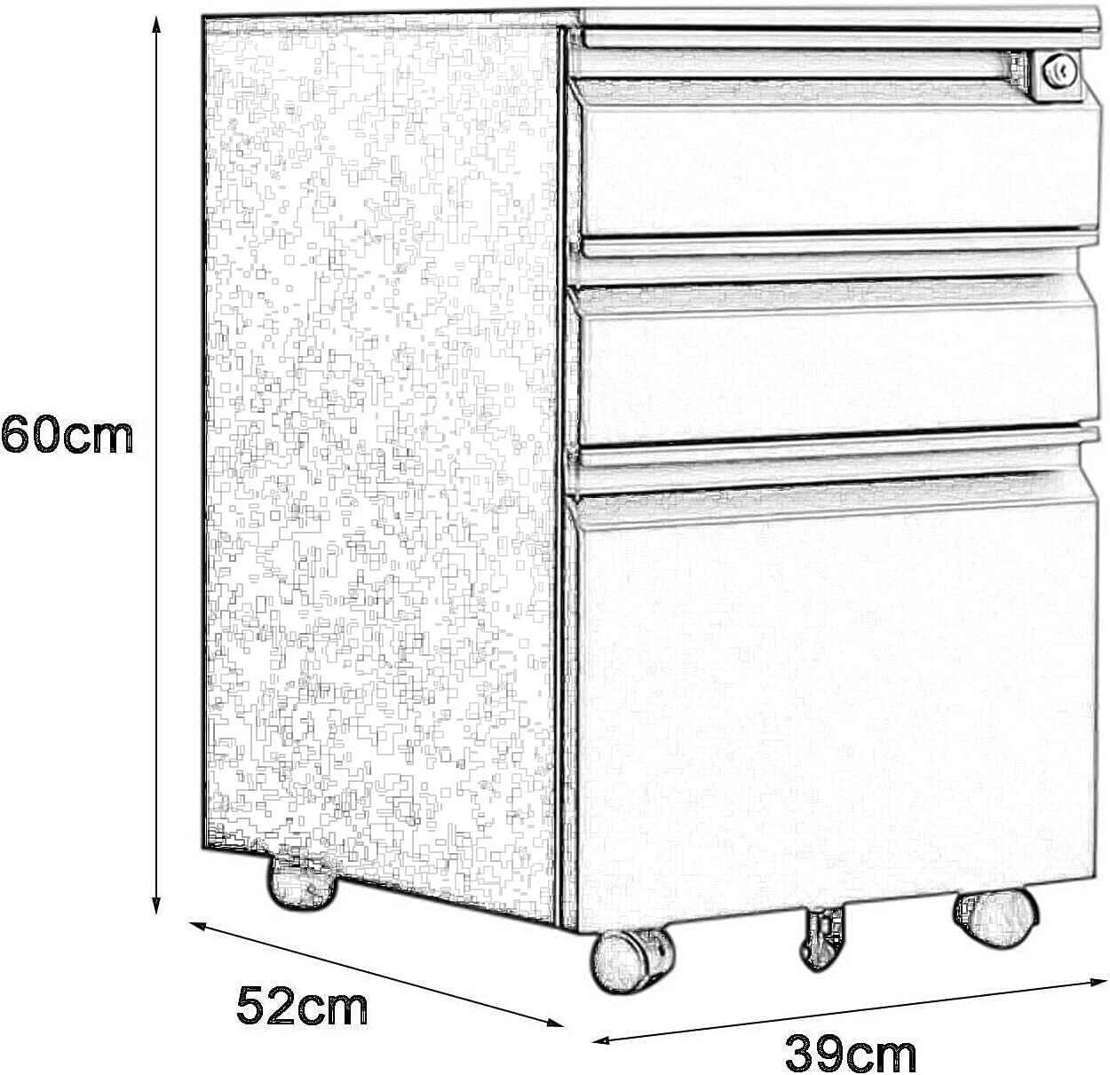 Office Desk Organizer Mobile File Cabinet with Lock and Drawers, Lockable Pedestal with Silent Slide, White