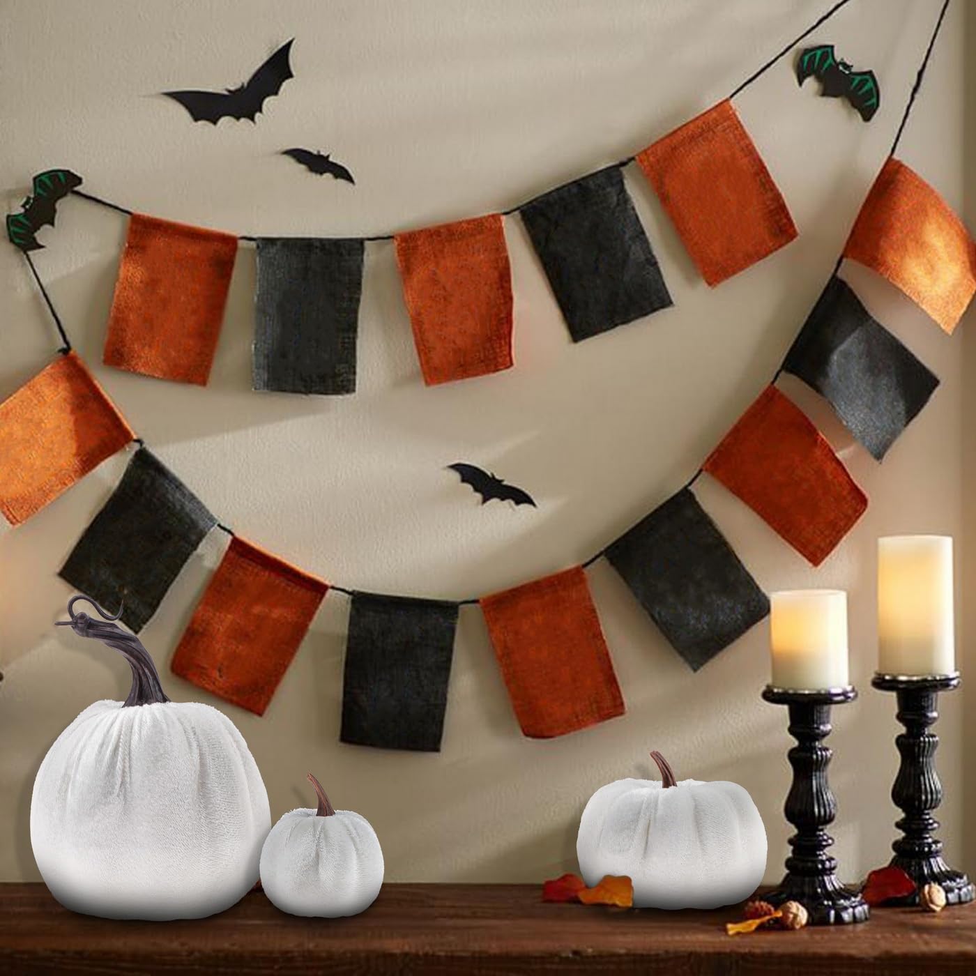 Kepfire Artificial Velvet Fake Pumpkins Sets 8Pcs Halloween Thanksgiving Wedding Handmade Foam Autumn Centerpiece Kitchen Decoration - Brown Kepfire 8pcs Artificial Velvet White Pumpkin Fake Halloween