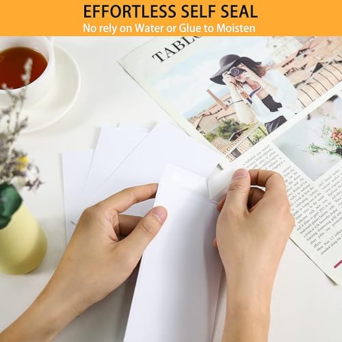 Miniatura 4 de Paquete de 100 sobres de efectivo autoadhesivos de 6.7 x 3.5 pulgadas, aptos para desafíos de ahorro de dinero, sobres blancos de 120 GSM gruesos