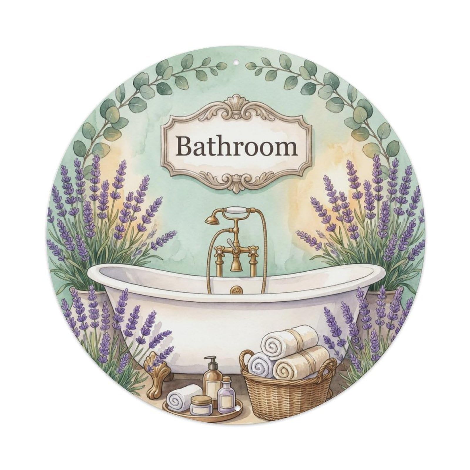Fqnyr Style Bathroom Lavender Spa Bathroom Decor Metal Tin Sign