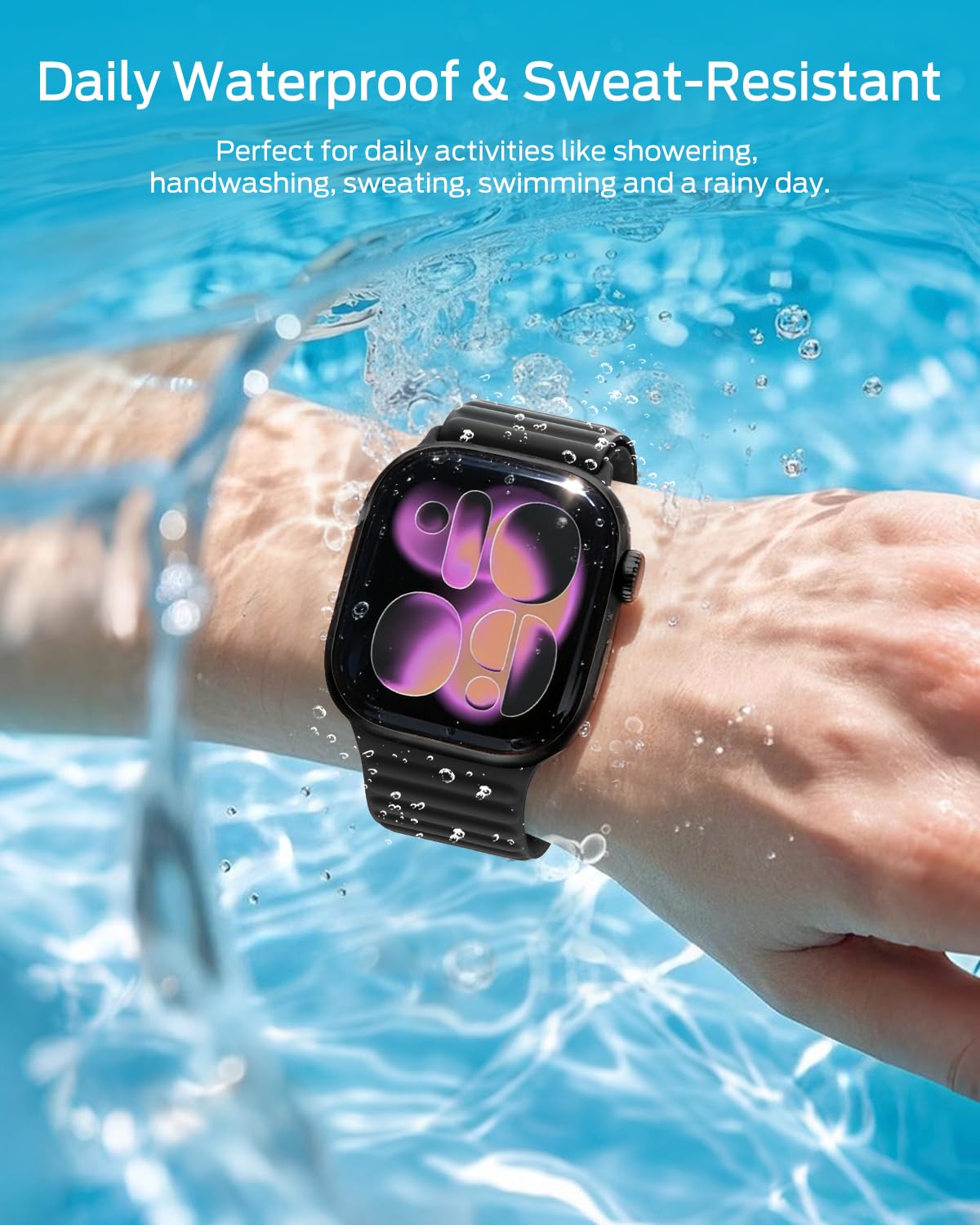 Higgs Magnetic Silicone Sport Strap Compatible with Apple Watch Straps 44mm 40mm 38mm 41mm 42mm 45mm 46mm 49mm for Men Women, Soft iWatch Wrist Band for Series 11 10 9 SE 8 7 6 5 4 Ultra 3 2 1 — view 6