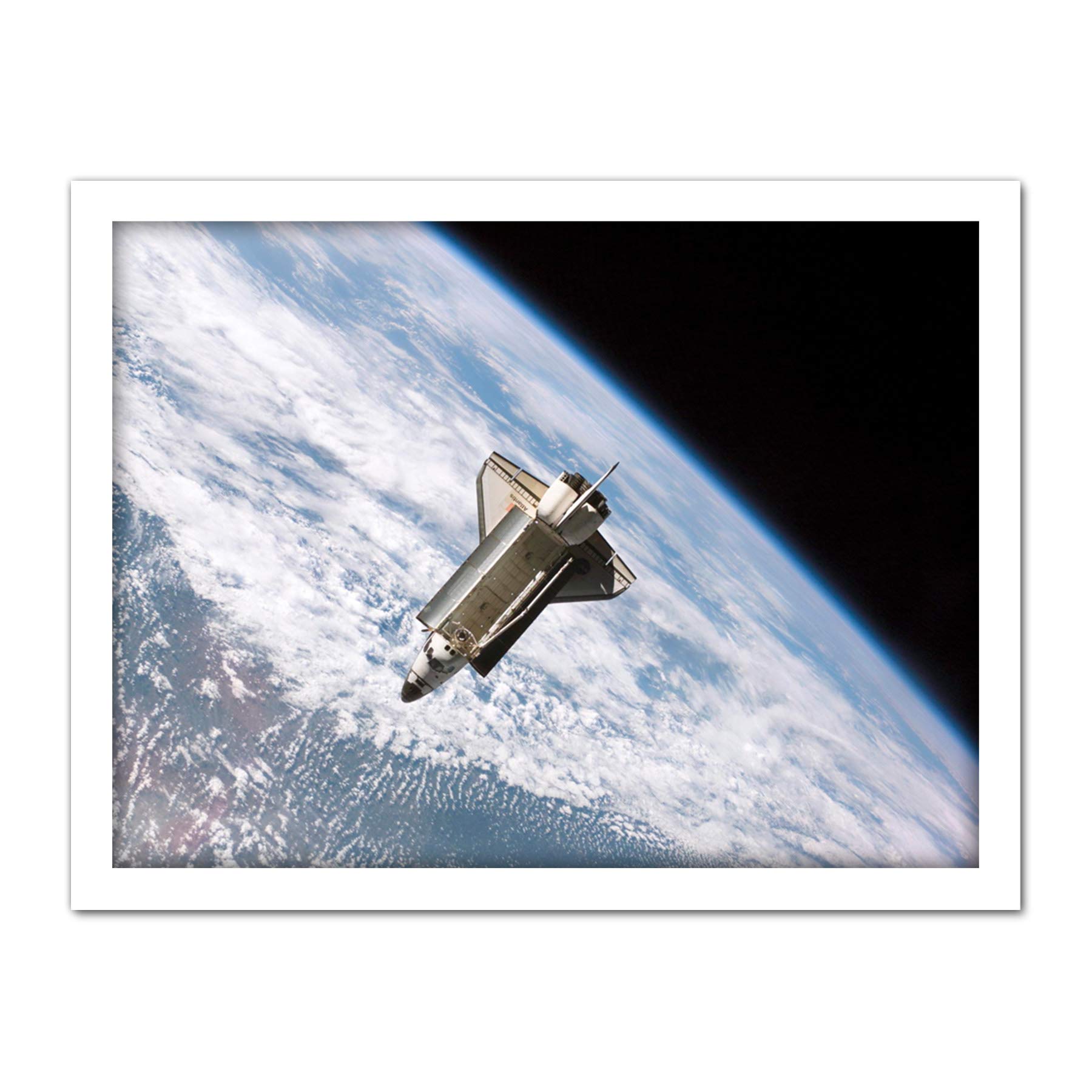 Space NASA Shuttle Atlantis Over Earth Photo Artwork Framed Wall Art Print 18X24 Inch