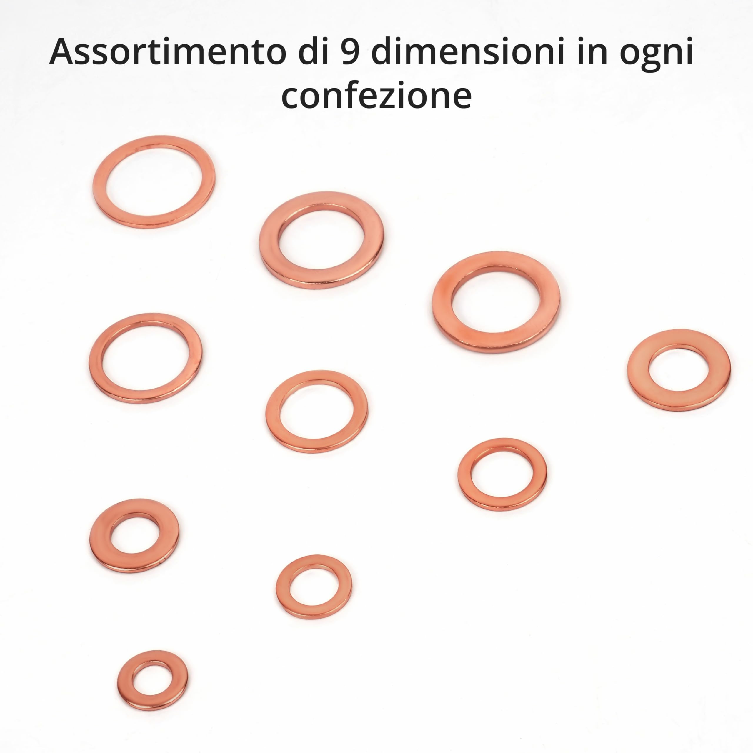 200 Rondelle In Acciaio E Rame - Assortimento Per Viti M4, M5, M6, M8, M10, M12, M14 - Per Fai Da Te E Riparazioni