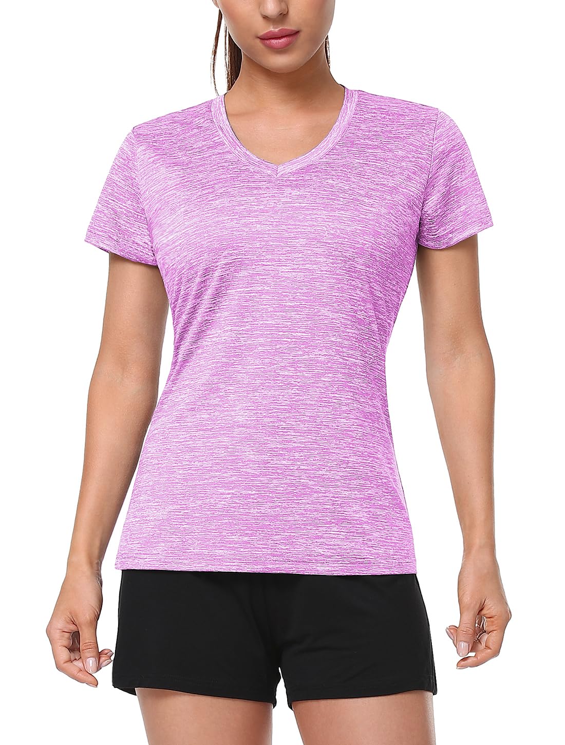 Ullnoy Lot de 3 t-shirts de sport pour femme - Séchage rapide - Coupe ample - Col en V - Manches courtes