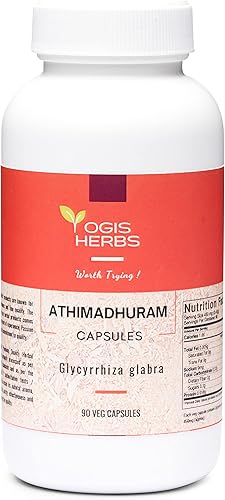 YOGIS HERBS Cápsulas de Athimadhuram (Glycyrrhiza glabraMulhathiYashtimadhuRaíz de regaliz)  90 cápsulas vegetales