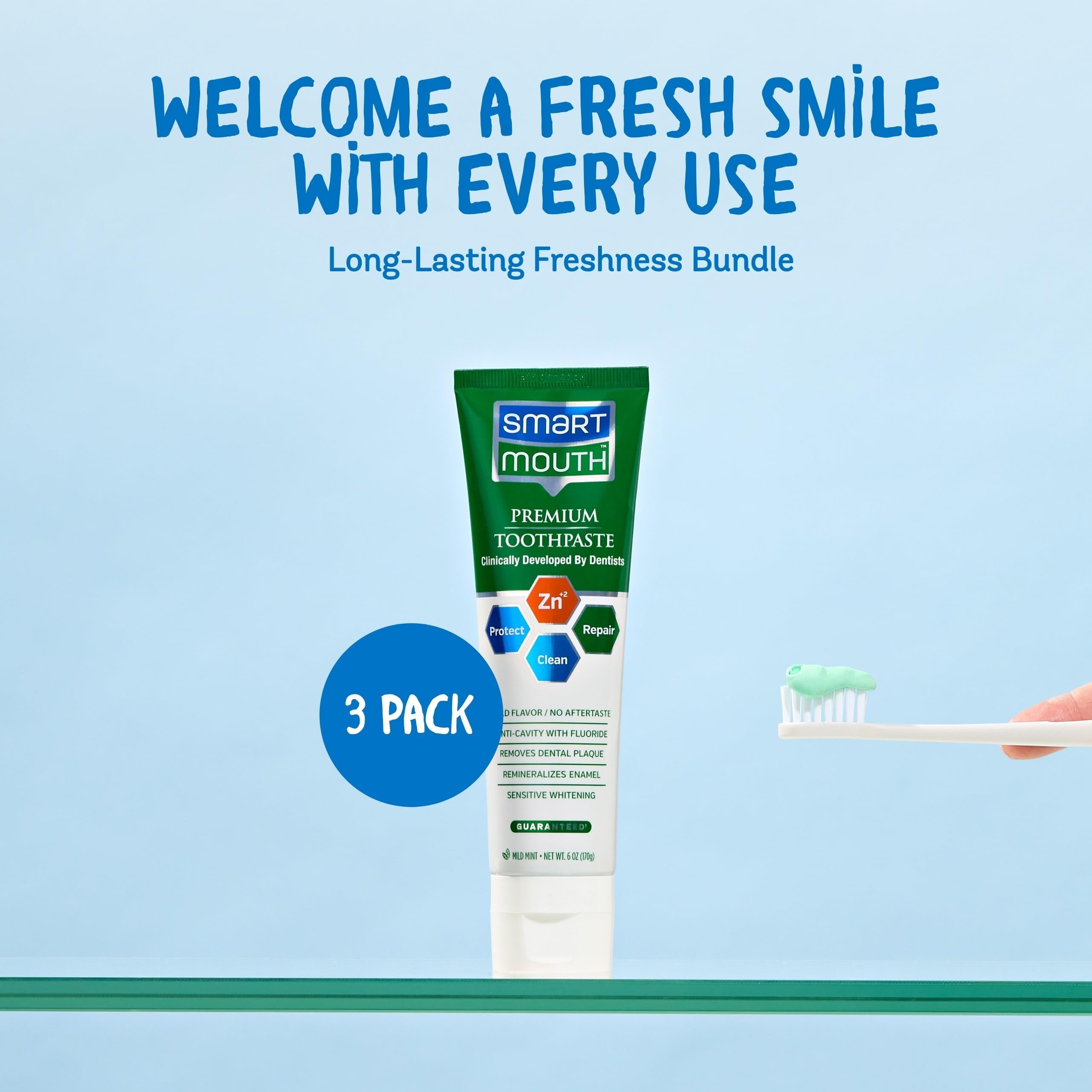SmartMouth Pasta de dientes, menta refrescante, tubo de 6 onzas (paquete de 3)