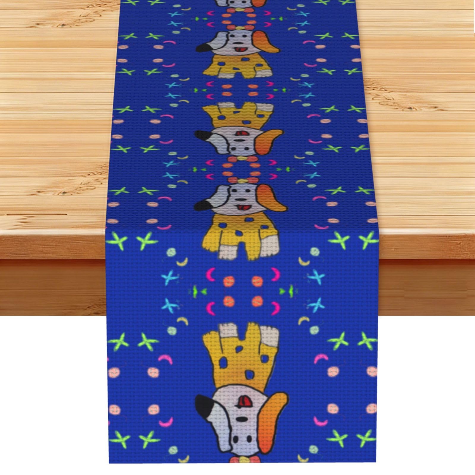 Fantasy cartoon dog Linen Feel Table Runner Wedding Party Home Decoration