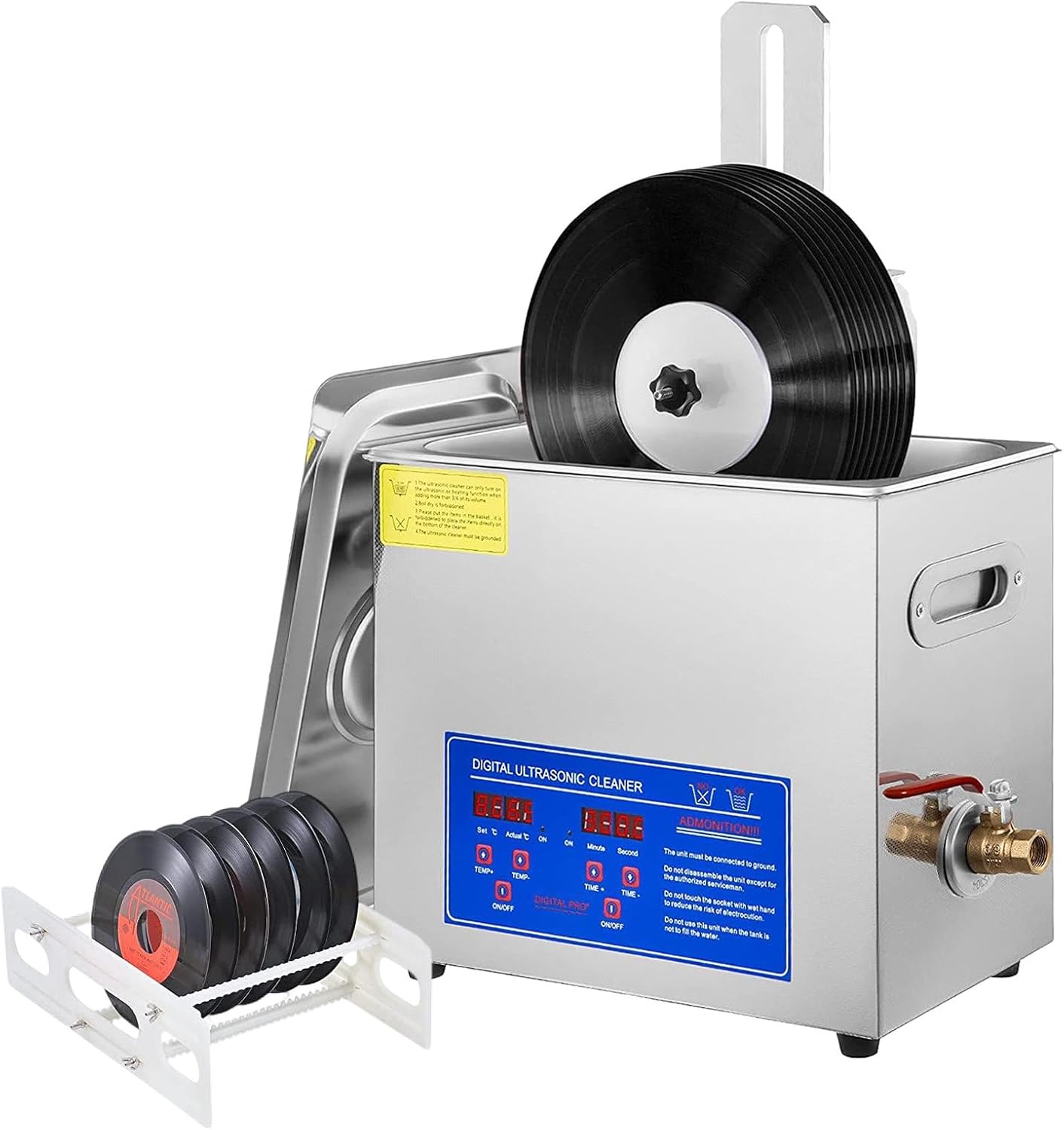 Ultrasonic Vinyl Records Cleaner, Clean 8 Vinyl Records One Time, Auto-Rotating Double-Sided Lp Cleaning, 0~30 Min Timing