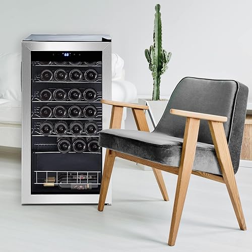 Miniatura 6 de Smad Refrigerador de vino refrigerador de 33 botellas refrigerador de vino independiente de 19 pulgadas con pantalla digital de temperatura y puerta