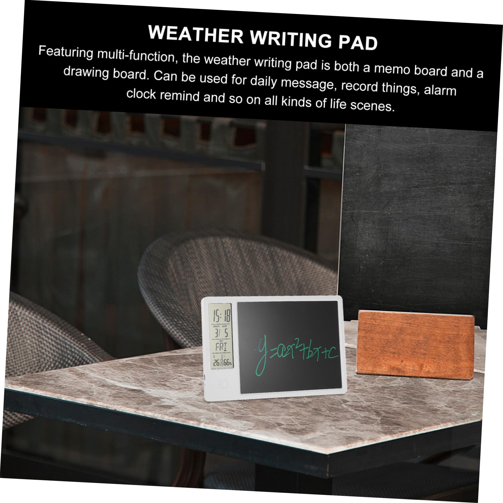 Ciieeo Blocco da Scrittura Meteo Orologio da Tavolo Lcd Calendario Tavoletta Grafica Digitale da Disegno Igrotermografo Intelligente per Ufficio