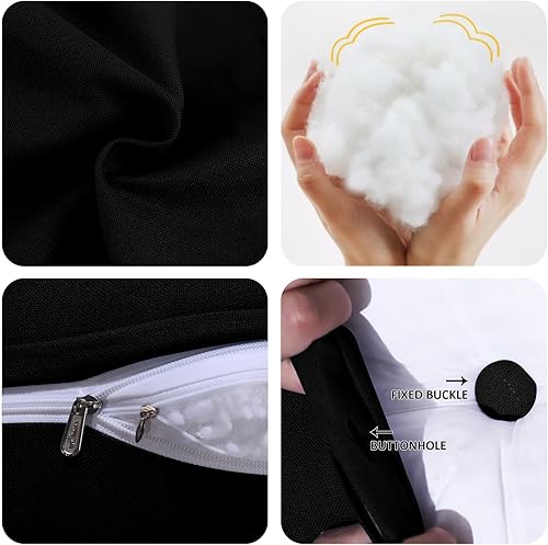 Miniatura 5 de WOWMAX Almohada triangular para cabecero, almohada de cuña para cabecero, almohada grande para cama con funda extraíble, 85% lino, 15% mezcla de