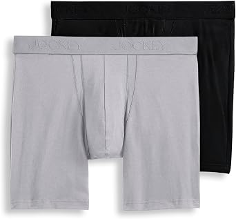 Jockey Mens Underwear Big Man Chafe Proof Pouch Cotton Stretch 6" Boxer Brief - 2 Pack