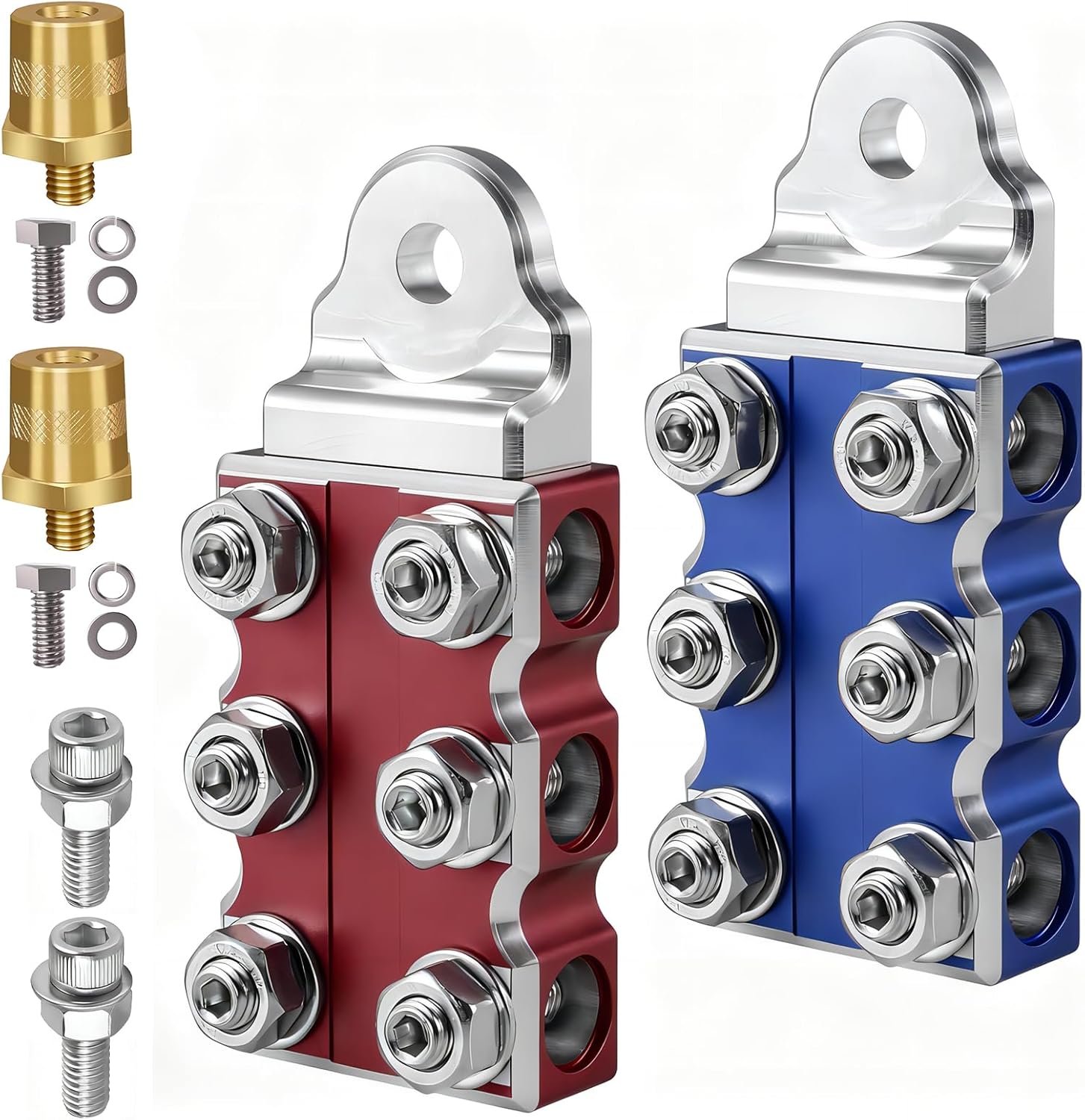 12-Way Lead-Acid Battery Terminal Connectors, Positive and Negative Set, Compatible with 8AWG-4/0 (XL) AWG Wires & SAE/DIN/EN Tapered Top Post for Automotive Batteries