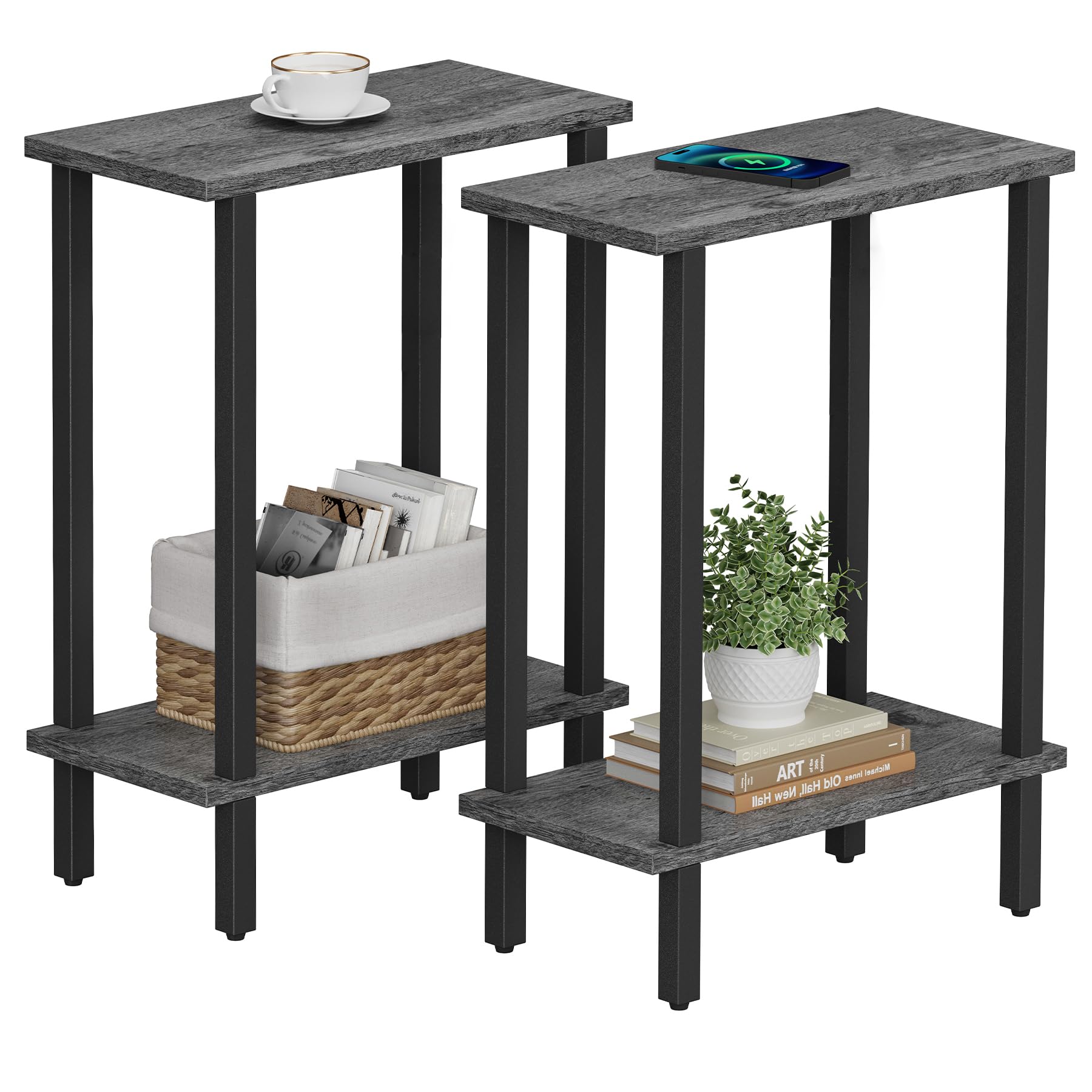 Amazon.com: TUTOTAK Small Side Table, Narrow End Table, Set of 2 ...