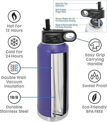 Miniatura 63 de Botellas de agua personalizadas con tapa abatible y pajilla, termo deportivo personalizado de acero inoxidable grabado, monograma personalizado