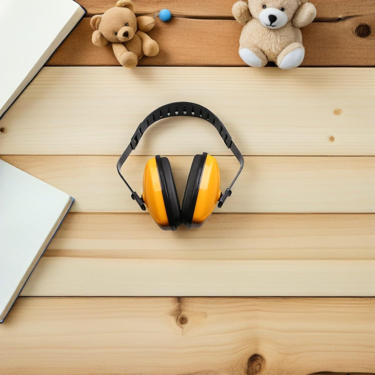 Noise Reduction Earmuffs for Babies, Yellow Noise Cancelling Ear Protection for Sleep and Study, Sound Proof Headband for Hearing Safety