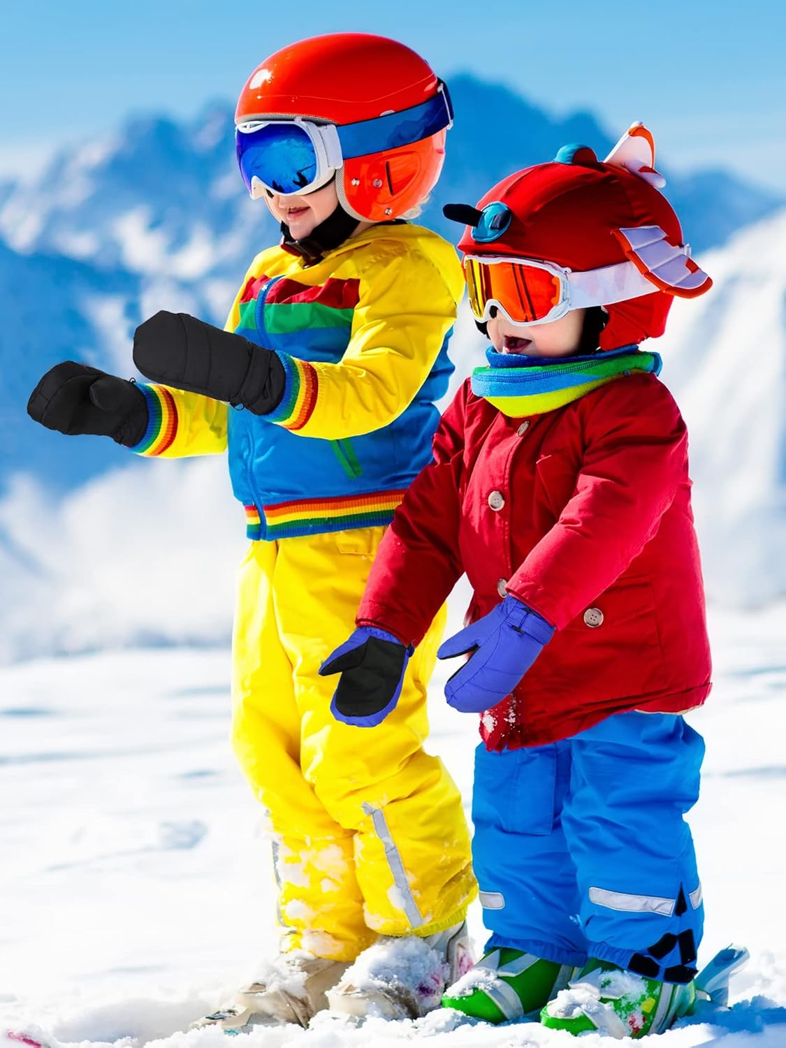 Geyoga 4 Pairs Kids Mittens Waterproof Ski Gloves Boys Girl Warm Snow Winter Mittens for Kids Toddler Outdoor Activities - Image 2