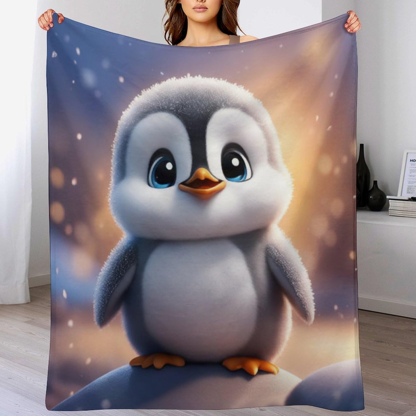 Couverture de canapé pingouin flannel jeté de lit chaud 180x200