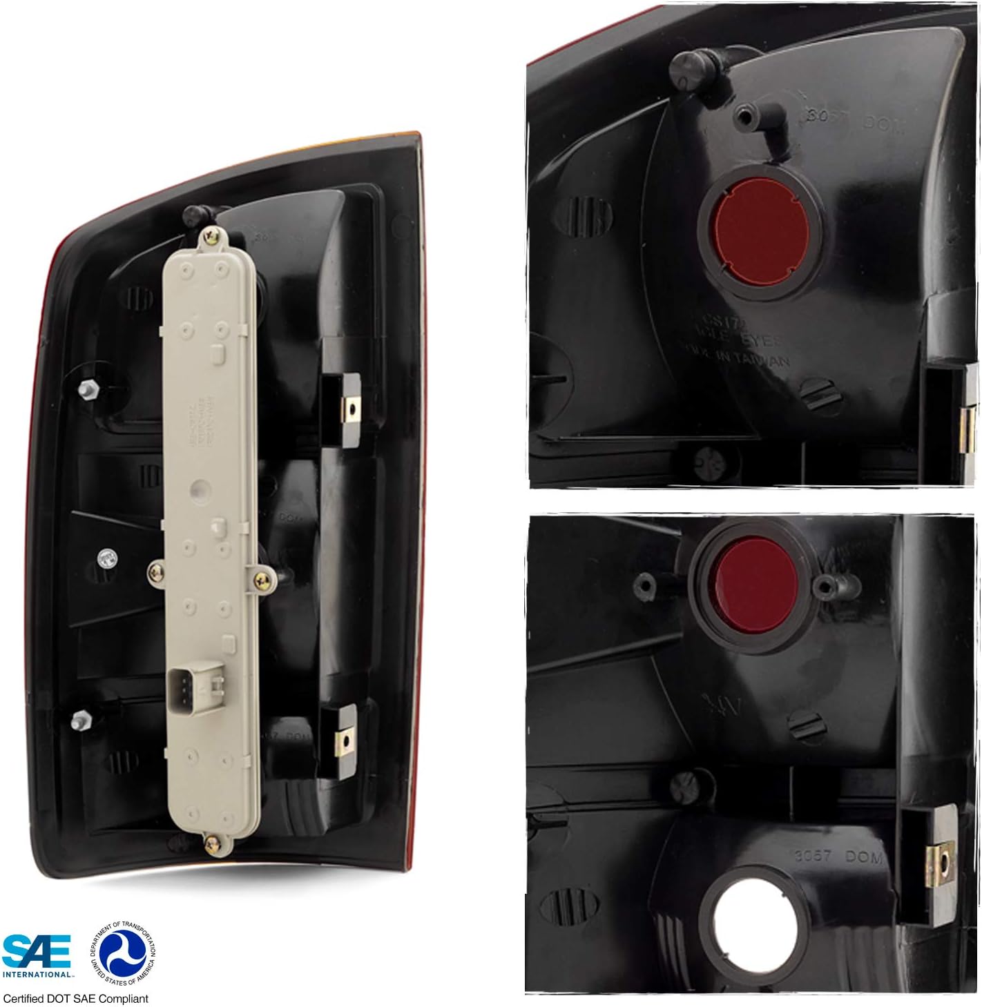 AKKON - Fits 2002-2006 Dodge Ram 1500 03-06 Ram 2500 3500 Pickup Black Headlights + Dark Red Tail Brake Lamps Left+Right Pair