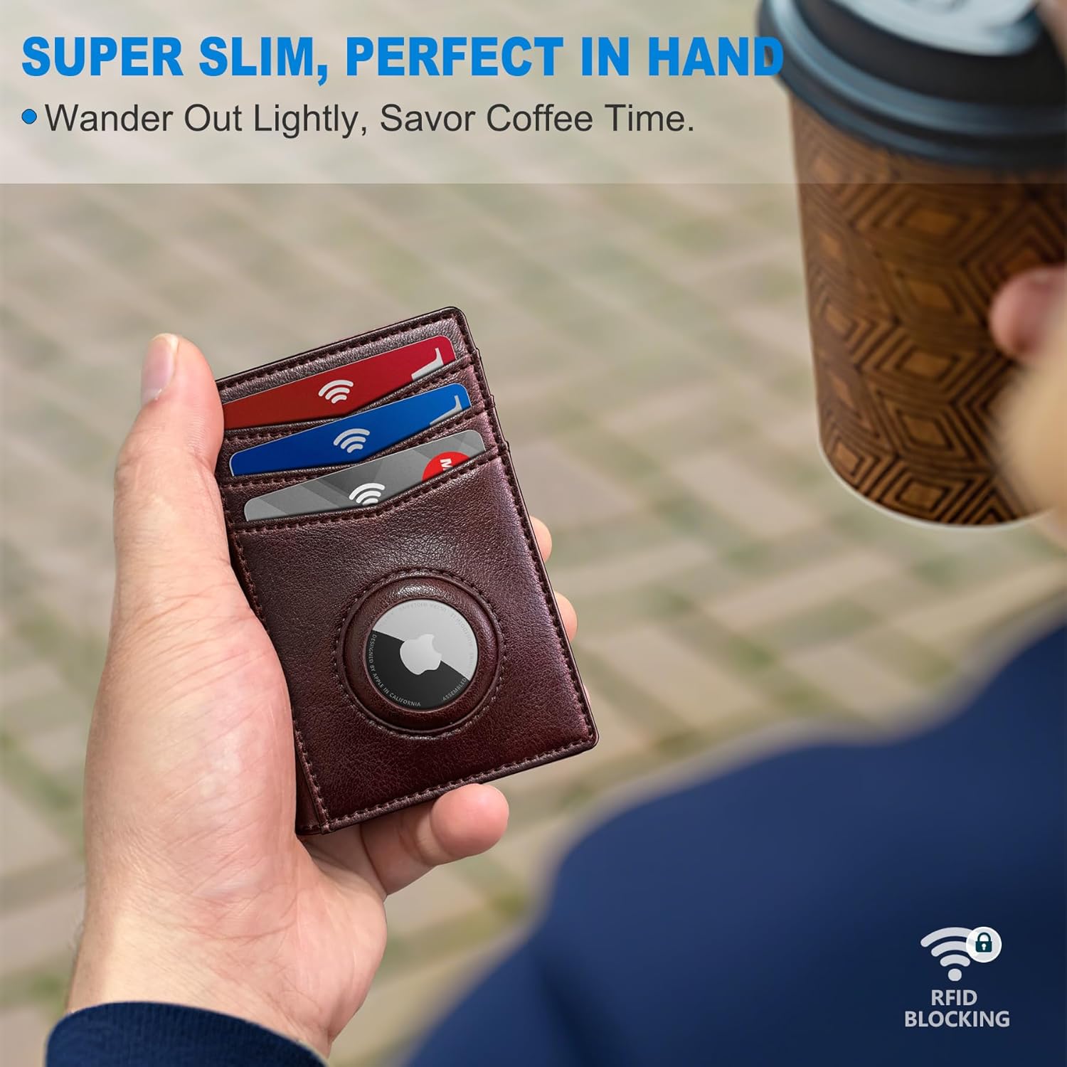 Airtag Slim Leather Wallet for Men - 12-Card Capacity, Magnetic Closure, Money Clip & Simplified Bill Compartment, RFID Blocking (4.3" x 3.0") | Gift Boxed - Image 5