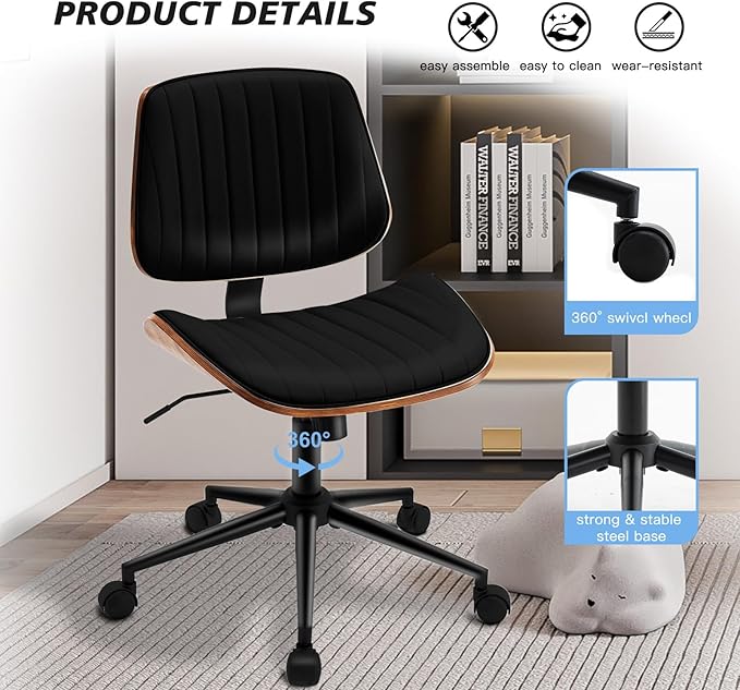 Silla de Oficina Sin Apoyabrazos Giratoria Ergonomica Ajusta miniatura 4