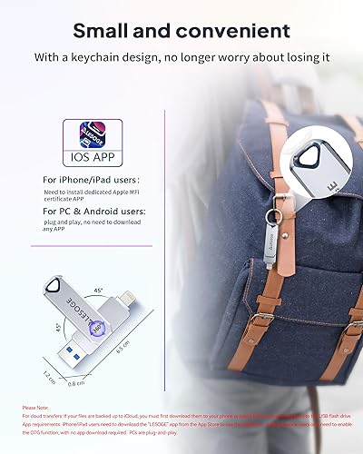 Miniatura 10 de Memoria USB con certificación MFi de 256 GB para iPhone, memoria USB, memoria USB de alta velocidad, almacenamiento externo para iPhoneiPadAndroidPC