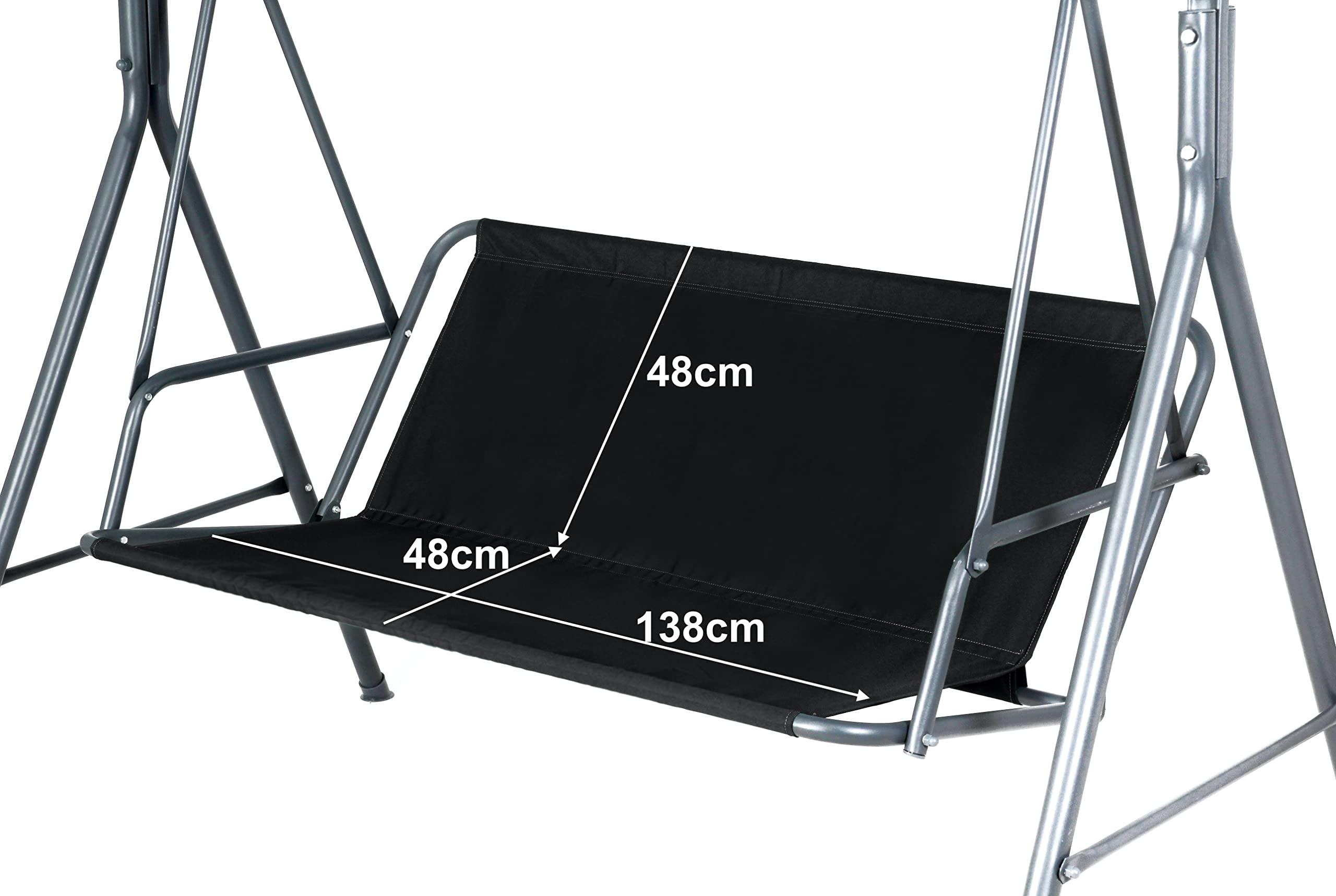 PETELA Black Garden Swing Seat Cover Hammock Chair Garden Furniture Swing Chair (130cmx48cmx48cm)