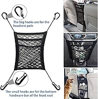 Vista 5 de 3-Layer Car Mesh Organizer, Seat Back Net Bag, Barrier of Backseat Pet Kids, Cargo Tissue Purse Holder, Driver Storage Netting Pouch, Car Accessories
