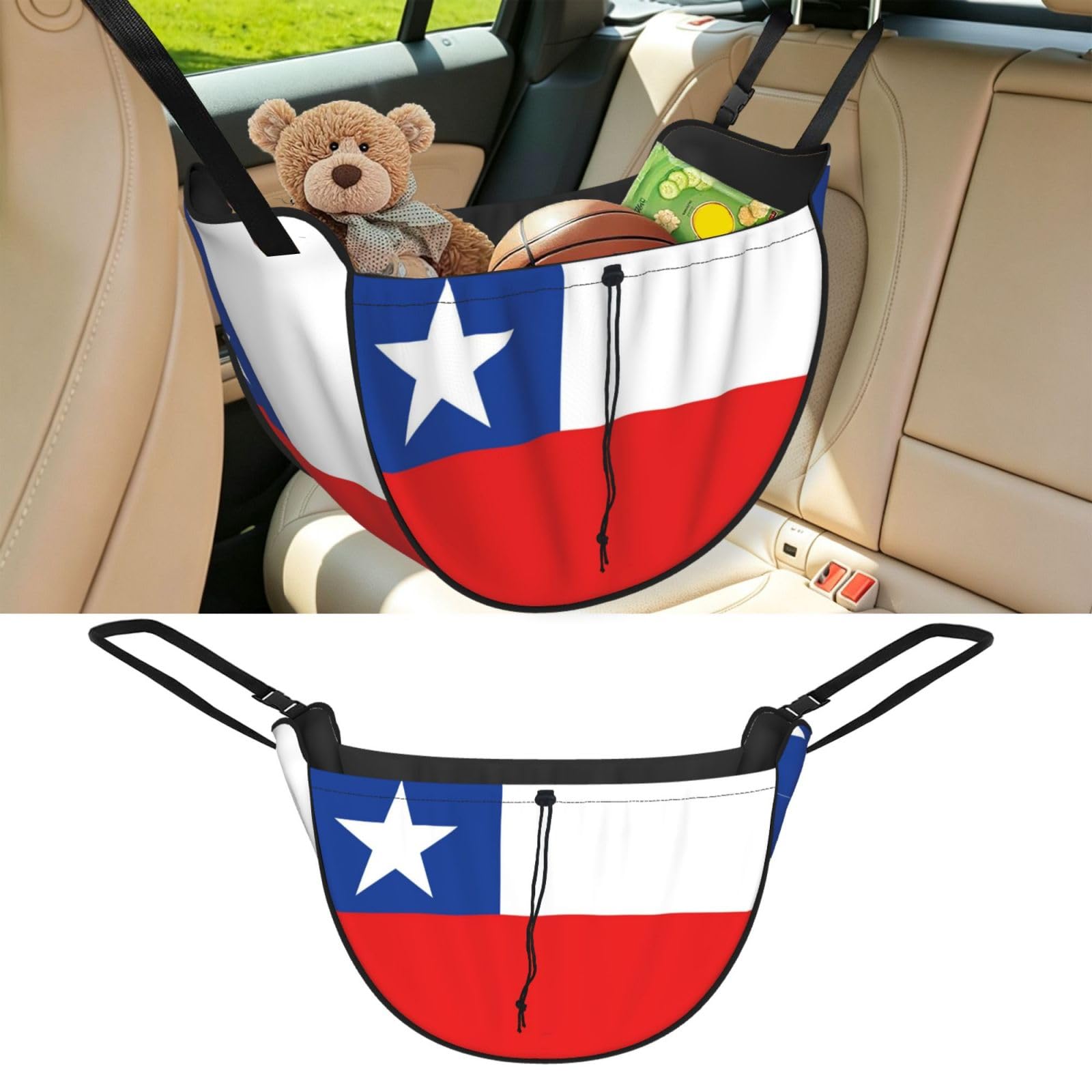 Cntdbu Black Flag Of Chile Car Seat Organizer-Backseat Storage Bag For Travel