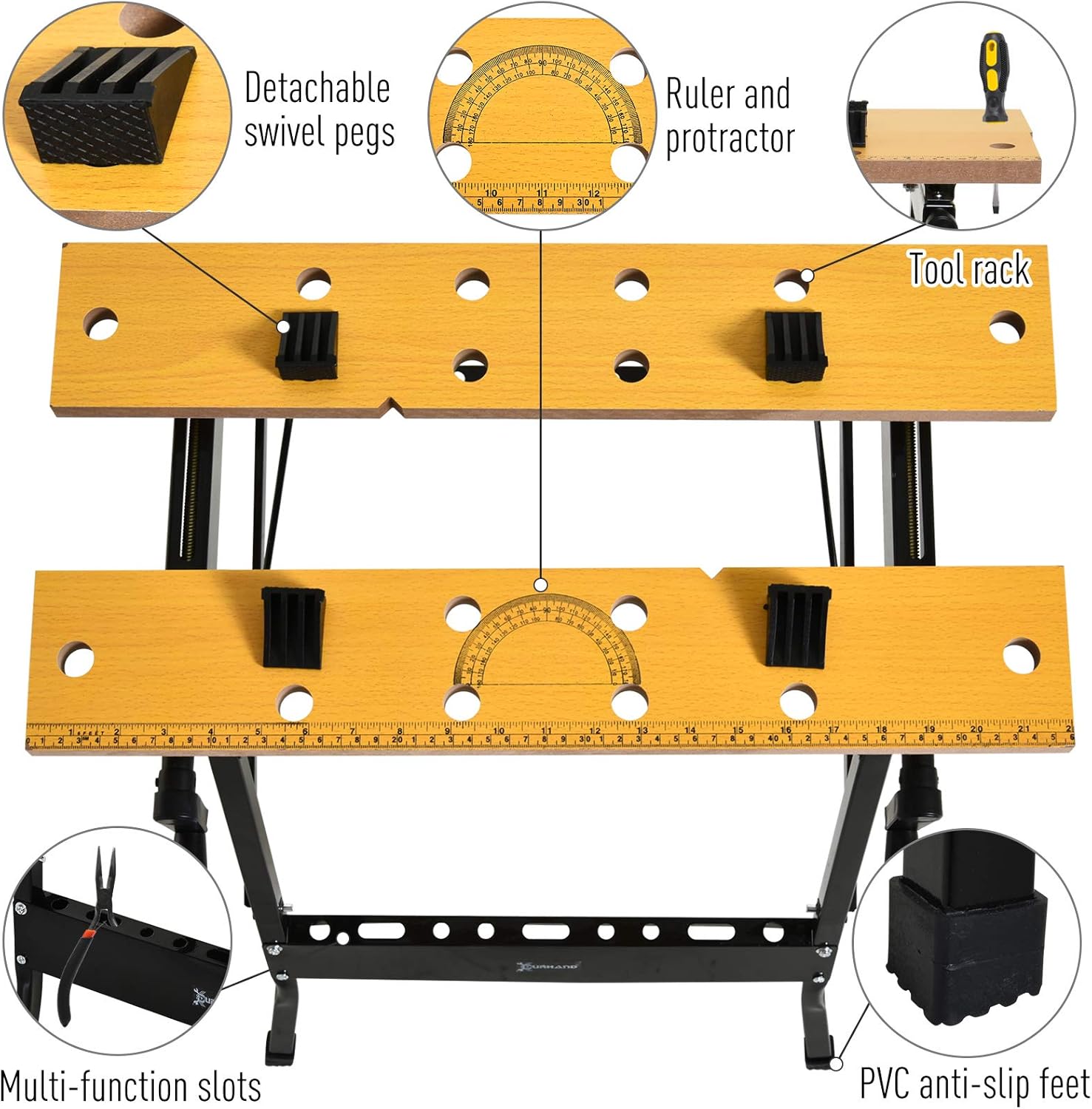 Детальний view of DURHAND Folding Sawhorse features
