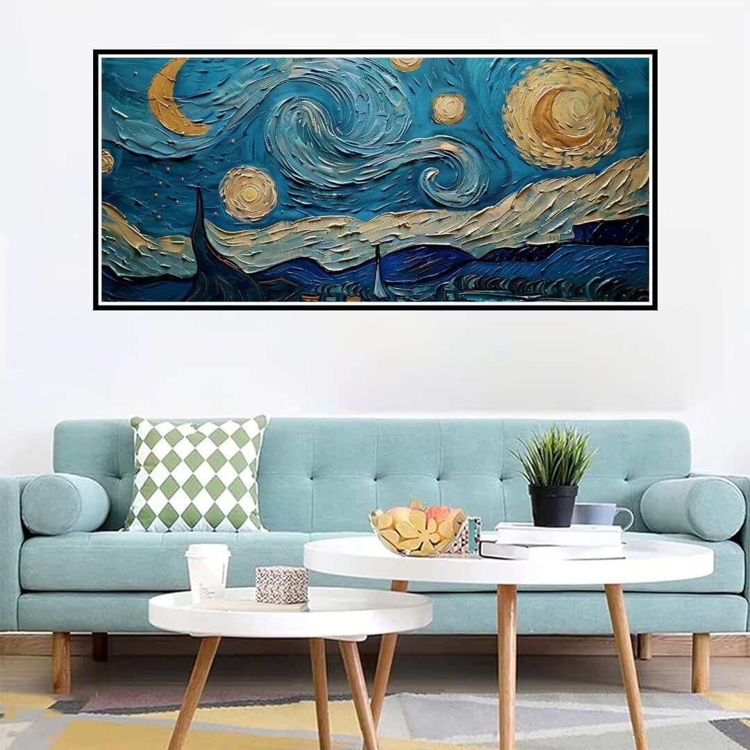 2 Pezzi notte stellata Pittura Diamante, 5D Diamond Painting astratto, 40x90cm Diamond Painting Grandi Dimensioni, Strass Ricamo a Punto Croce Kit Diamond Painting per Decorazioni Natalizie Casa G-1
