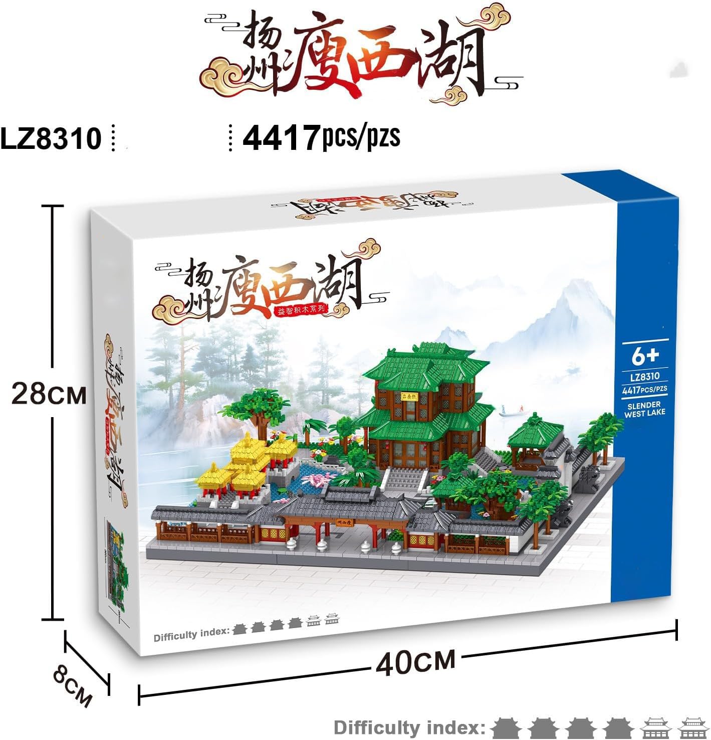 KeKeDuo Schlank Westsee Bausteine Bausatz, 4417 Klemmbausteine Modular Chinesische Weltberühmtes Architektur Modellbausatz, Micro Bricks Konstruktionsspielzeug Nicht Kompatibel mit Großen Marken