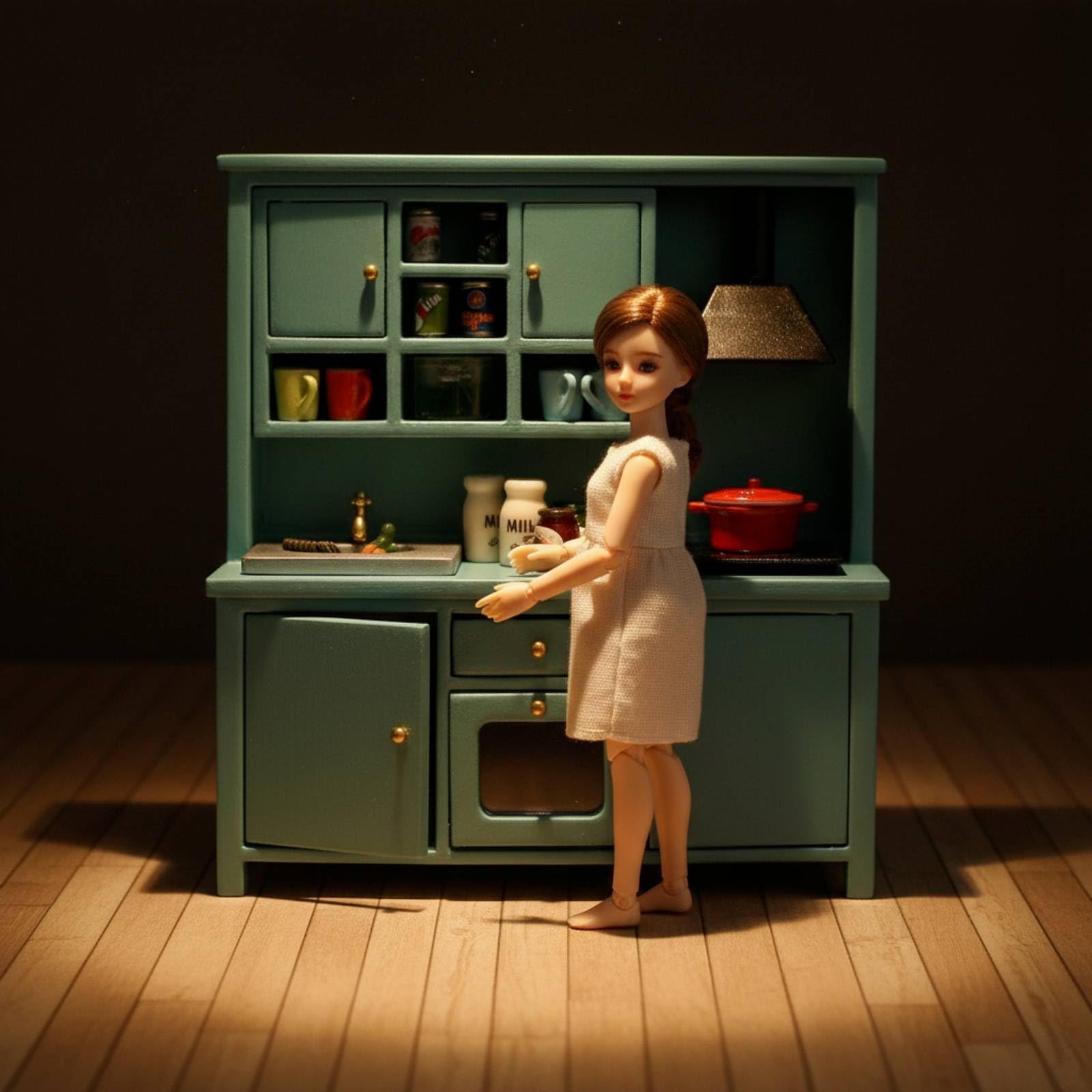 Mobile da Cucina in Miniatura Apribile Cucina in Miniatura Realistico Giocattolo per Collezionisti, Bambini