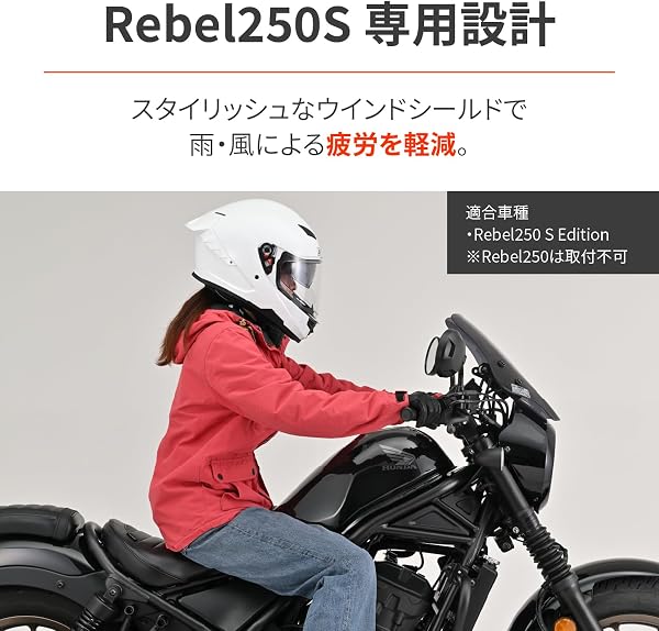 デイトナ(Daytona) レブル250 Sエディション/Eクラッチ(20-25)専用 スクリーン クランプバー付き ウインドシールド SSシリーズ ショート スモーク 20133 - 2