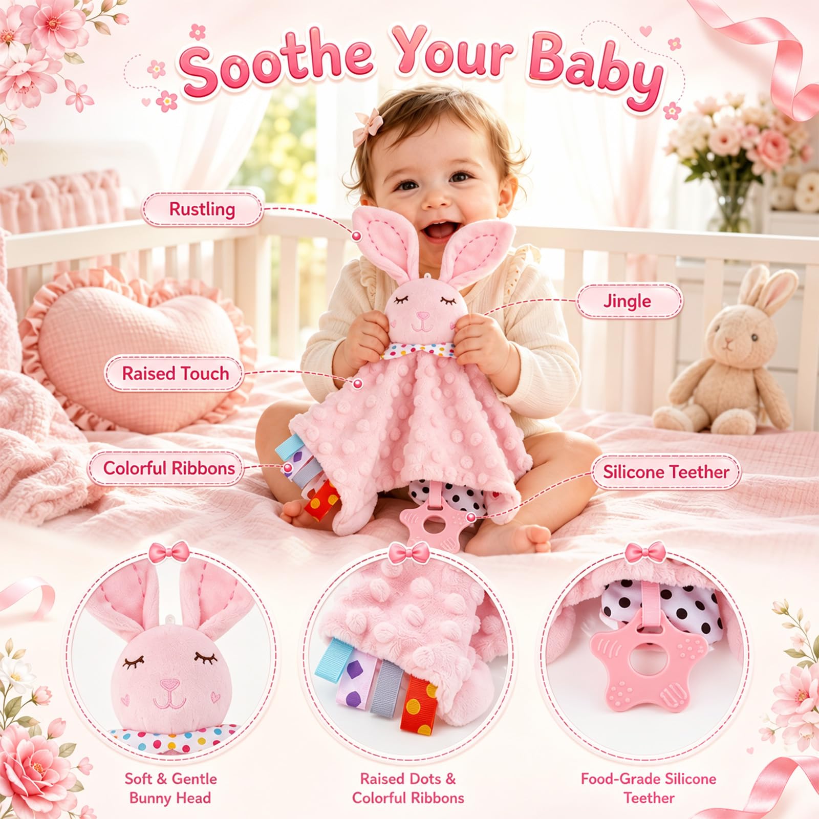 Windeltorte Baby Geschenkset Neutral - 32-teiliges Neugeborenen Set mit Hasen Plüschtier & Grußkarte im geflochtenen Korb - Luxus Geburtsgeschenk für Jungen & Mädchen, Babyparty & Taufe