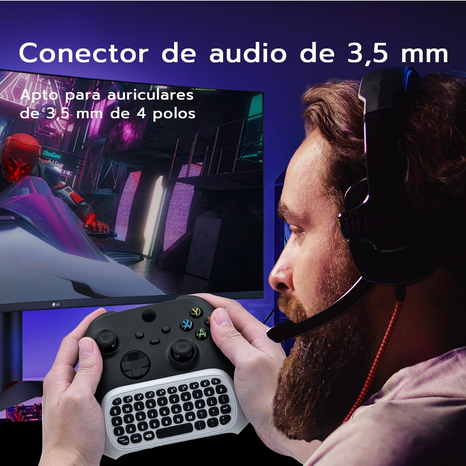 Mcbazel Teclado portátil inalámbrico 2.4G Mini para Xbox Series X/Series S/Xbox One Slim/Xbox One/Xbox One S/Xbon One X Controller Admite conector de audio de 3,5 mm