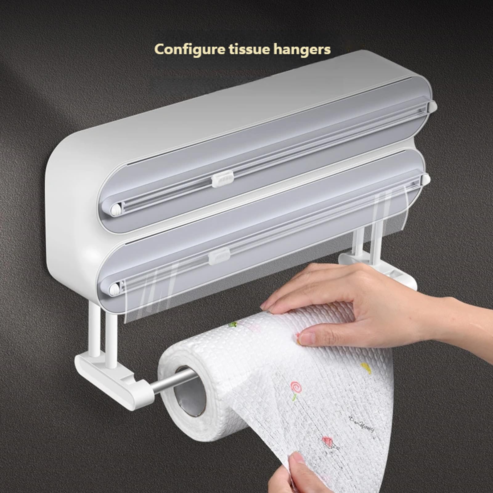 Esencial de Cocina contemporáneo con Fuerte imán para refrigerador Sostiene 3 Rollos de y Toalla de Portarrollos de Cocina Adhesivo