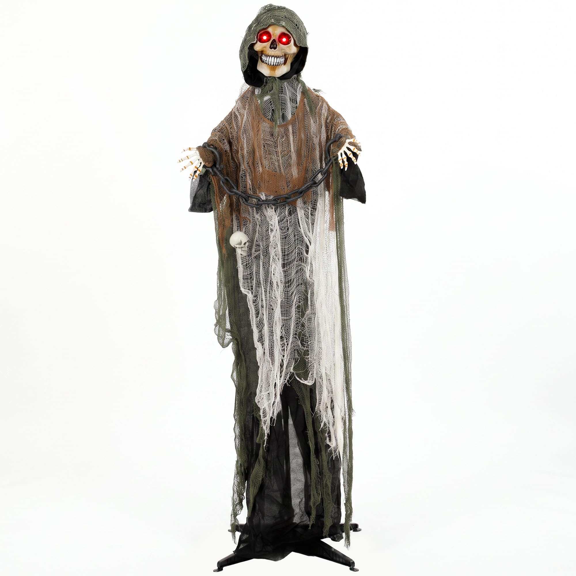 Homcom Unisex Black 170Cm Animated Halloween Grim Reaper For Covered Outdoor In