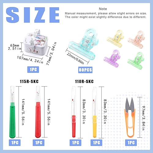 Miniatura 2 de Glarks Kit de 116 piezas de desgarradores de costura, 4 desgarradores de costura, 10 tizas de sastre, 1 tijeras de hilo, 100 clips de costura